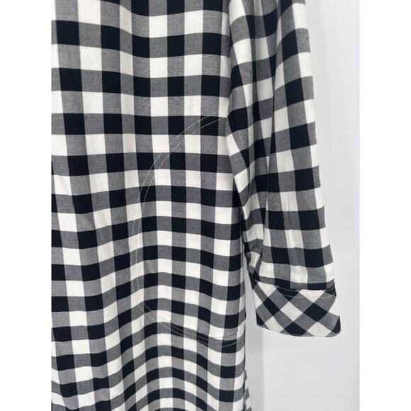 J.Jill women's dress gingham plaid size medium roll tap Sleeve Tunic pockets - Picture 4 of 8